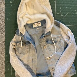 Gently used Wallflower Denim jacket with fleece sleeves
